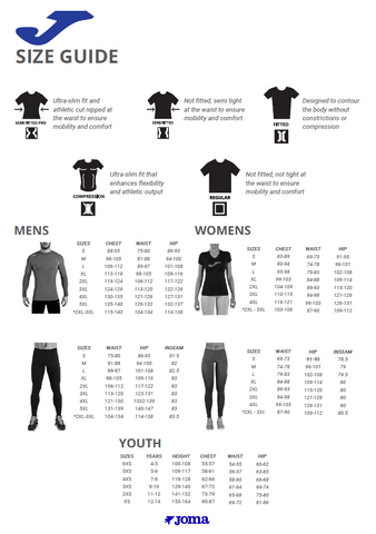 Joma Size Guide